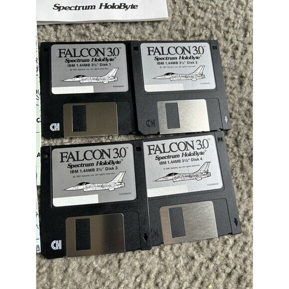 Falcon 3.0 (PC, 1991) Spectrum HoloByte 3.5" floppy with Flight Manual & Maps - Picture 8 of 8